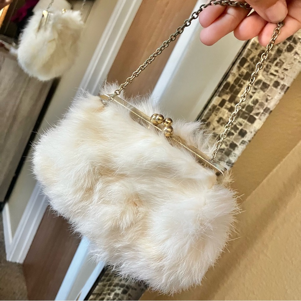 Vintage rabbit fur mini purse